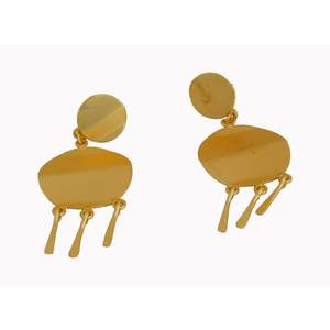 Pendientes de latón con diseño occidental para niñas y mujeres, pendientes de estilo occidental hechos a mano con acabado mate dorado, con cierre de tuerca, ligeros - Product Image 2