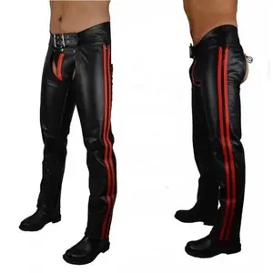 Chap de moto en cuir de haute qualité, style classique, chap d'équitation pour hommes - Product Image 1