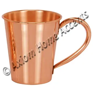 Solid Copper Mug For Moscow Mule Pure Copper with Copper Handle Mirror Polished by Axiom Home Accents