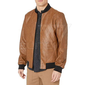 Veste en cuir pour hommes, manteau coupe-vent chaud à la mode, vestes d'extérieur épaisses et élégantes décontractées avec fermeture éclair pour hommes - Product Image 1