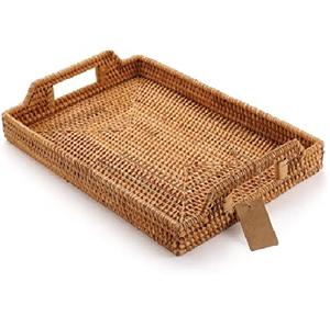 Plateau de service en rotin vintage, forme rectangulaire, plateau tissé de haute qualité pour restaurant, mariage, décoration de la maison, cuisine - Product Image 6