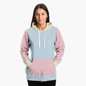 Sudadera con capucha de lana para mujer, Jersey de dos tonos con bolsillos delanteros y bolsillos delanteros, capucha de bloque - Product Image 1