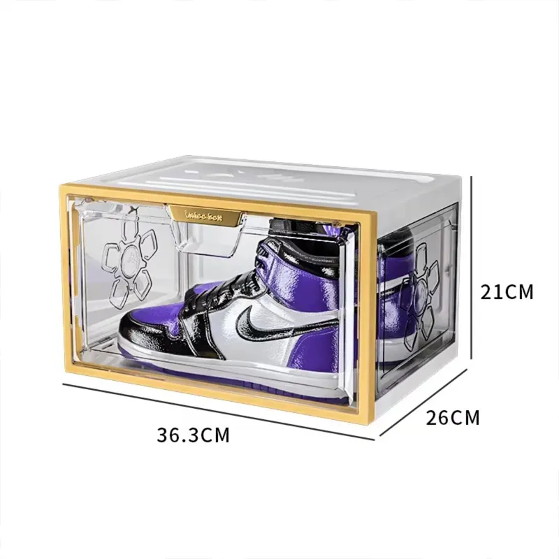 Factory Heightened Side Opening Storage Shoes Box Dustproof Magnetic Design Acrylic Shoe Box For Nike Shoes