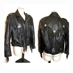 Veste de moto pour motard, avec pompons, en cuir, pour motard - Product Image 4