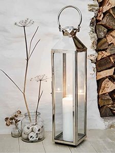 เงินเสร็จเหล็กจับตกแต่งบ้านเทียนโคมไฟที่มีหนังสีน้ำตาลจับ - Product Image 2