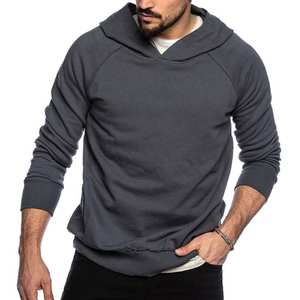 Sudadera con capucha de manga larga de ajuste holgado de algodón 100% para hombre, Jersey holgado liso, sudadera anticontracción, ropa de calle de punto sólido para - Product Image 1