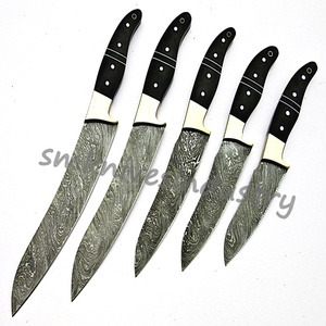 Juego de cuchillos de chef de cocina de 5 piezas con estilo de Damasco hecho a mano, cuchillas afiladas de acero inoxidable y funda de hueso para el Meat-SKM1285 - Product Image 2