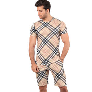 Chándal corto de verano para hombre, ropa personalizada por sublimación de Color sólido, venta al por mayor, conjuntos dobles baratos - Product Image 1