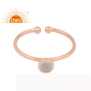 Bague en pierre précieuse naturelle de calcédoine, prix d'usine, Design Simple, plaqué or Rose, argent, vente en gros - Product Image 1