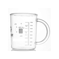 Bécher en verre borosilicaté avec poignée, résistant à la chaleur, pour usage en laboratoire, avec bec verseur en option, personnalisation OEM