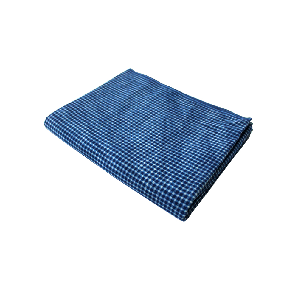 hand block printed checks fabric Indigo Jaipuri Fabric