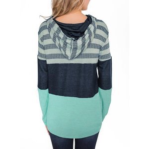 Sudadera con capucha de empalme de bloque de Color para mujer, jersey de manga larga holgado informal, Tops con capucha - Product Image 5