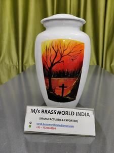 อลูมิเนียมมือวาดชิ้นเอกโกศสำหรับมนุษย์ขี้เถ้าศพอุปกรณ์ BRASSWORLD อินเดีย - Product Image 4
