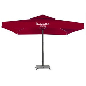 Sombrilla Dorada de 600x600cm con Estructura de Aluminio, Diseño Moderno Impreso en DTF, para Restaurantes y Uso en Exteriores - Product Image 1
