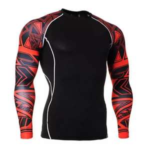 Spandex Polyester fait impression personnalisée hommes Bjj Gym Rash Guards/personnalisé grande taille hommes Rash Guard - Product Image 1