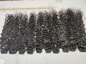 Paquets indiens de trame bouclés ondulés bruts fermeture 5x5 vendeur de cheveux indiens ondulés droits naturels non traités - Product Image 5