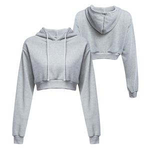 Sudadera corta con capucha para mujer, ropa de cuello redondo con logotipo bordado personalizado, jersey de alta calidad - Product Image 1