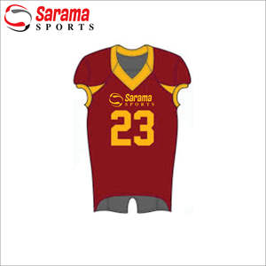 Ensemble de sport, uniforme avec impression numérique par sublimation, pour le football américain, matériel sergé, orange, rouge, 10 pièces - Product Image 1