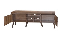 Mueble de TV moderno contemporáneo de madera de roble de 2 puertas hecho a mano en Malasia con función de ascensor de TV para oficina en casa apartamento sala de estar