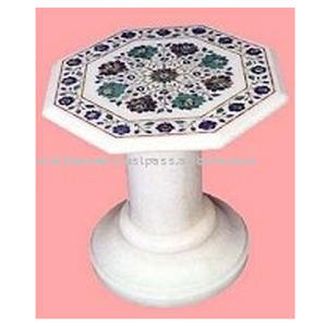 Haut de Table en marbre blanc, avec incrustation, travail - Product Image 1