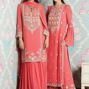 Vestido de terciopelo DUPATTA elegante, bordado de NEW--DAZZLING, KAMEEZ, pantalón o PLAZO, para fiesta, boda, 2021 - Product Image 1