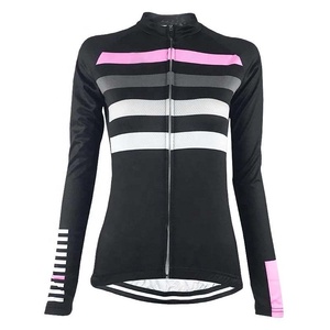 Maillot de cyclisme personnalisé pour femmes, thermique, automne-hiver, manches longues, anti-UV, séchage rapide, fermeture éclair intégrale, poche arrière - Product Image 1