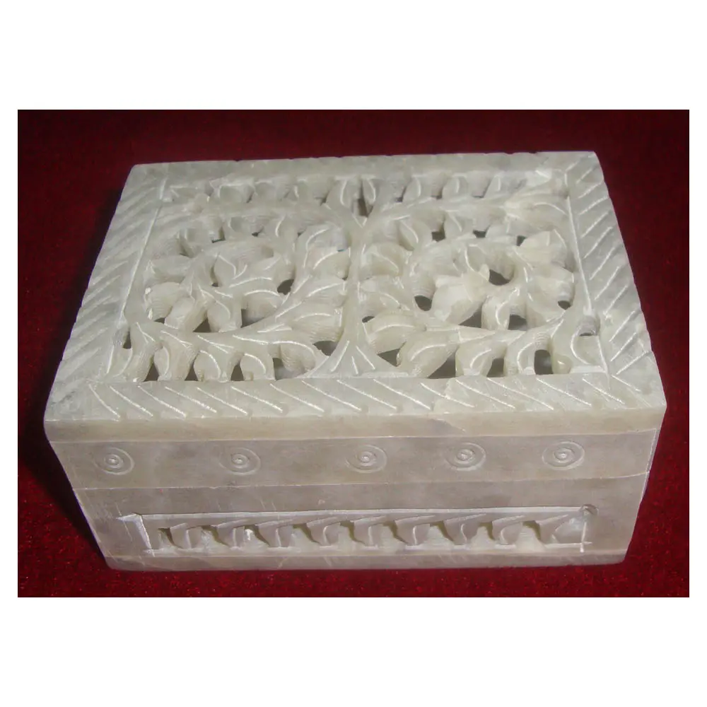 Very Exclusive And Expansive High Quality Natural Stone Soapstone Carving Jewelry Gift Box For Jewelry Storage
