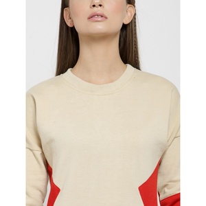 Automne femmes sweat à capuche court grande taille goutte épaule col côtelé impression personnalisée Logo col montant sweat à capuche sweat - Product Image 5