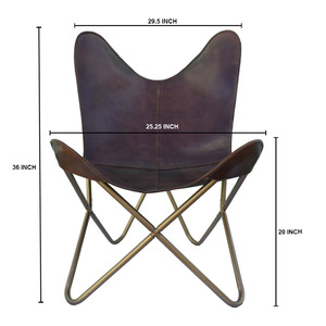 ที่คลุมเก้าอี้ผีเสื้อหนังแท้สีน้ำตาลเข้มทำด้วยมือพับได้ด้วยเหล็กแบบชนบทสำหรับห้องนั่งเล่นห้องนอนพื้นที่พักผ่อนกลางแจ้ง - Product Image 4