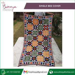 Rich Pattern Handcrafted Hand Embroidered <b>Single</b> <b>Bed</b> <b>Cover</b> Kantha <b>Bed</b> <b>Covers</b> Vintage Home Decor Kantha <b>Quilts</b> - Product Image 5