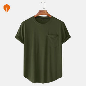 Men Cotton Plain Chest Pocket Home Casual Loose Short Sleeve T-<b>Shirt</b> - Product Image 5