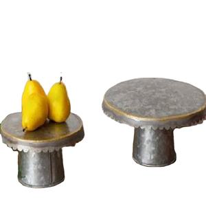 Elegant 2-Piece Round <b>Cake</b> <b>Stand</b> <b>Set</b> in Galvanized Stylish Design Perfect for Desserts and Celebrations Elegant Display Pieces - Product Image 1
