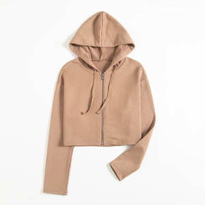 Crop Top Hoodies Design Hoodie Wholesale High Quality Custom Logo Cropped Sweatshirts Solid Color Cotton Plain <b>Jumper</b> Hoodie Cro - Product Image 2