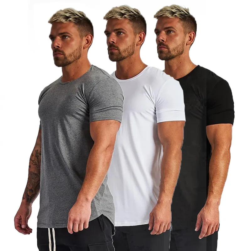 Custom Cotton Spandex Fitness T shirt Moisture Wicking Men Workout Gym Top Crew Neck Gym T shirts