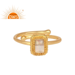 Bague en pierre précieuse pour femme, bijoux de styliste, opale éthiopienne, plaqué argent jaune, 18k, 925, nouvelle collection - Product Image 1