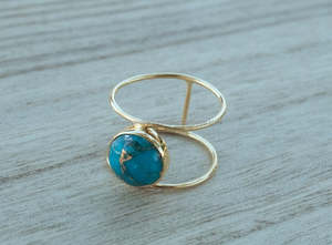 <b>Turquoise</b> Gemstone <b>ring</b> made in 925 Sterling Silver Beautiful handmade Gold Plated Fashion Jewelry - Product Image 2