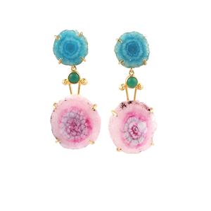 Boucle d'oreille solaire en quartz naturel pour femmes, bijoux de mode, design plaqué or, cadeau fait à la main, article de bijouterie - Product Image 1