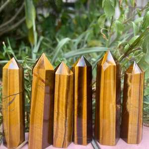 High Quality Golden Tiger Eye <b>Tower</b> Obelisk Natural Gemstone <b>Crystal</b> Healing Wand with Carved Feng Shui Style - Product Image 4