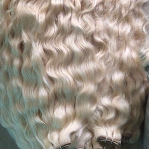 Pelucas de cabello humano sin procesar, pelo de visón Rubio 613 Natural, liso y Natural, ondulado y Frontal de encaje para negro - Product Image 2