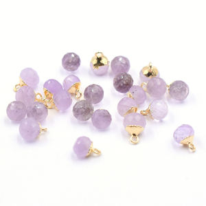 Amatista con colgante de forma redonda chapado en oro - Product Image 4