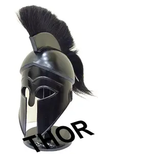 希腊科林斯头盔古老的中世纪盔甲骑士斯巴达头盔黑色羽毛