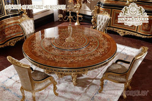 Mesa redonda de madera de teca de diseño para comedor, mueble de comedor redondo tallado pesado europeo de lujo - Product Image 2