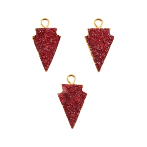 Delicada forma de punta de flecha natural azúcar rojo ágata druzy DIY conector de un solo bucle latón 18K chapado en oro encontrar conectores de joyería - Product Image 3