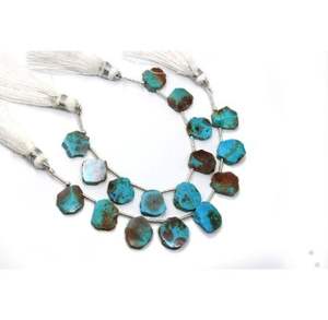 Chrysocolle naturelle à revêtement biologique perles de pierres précieuses faites à la main brins lisses d'environ 4 pouces - Product Image 3