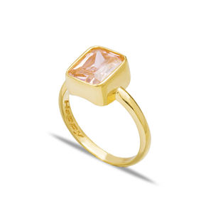 Anillo de Plata de Ley 925 con Diseño de Racimo de Piedras Cuadradas, Joyería Turca Hecha a Mano al por Mayor - Product Image 1