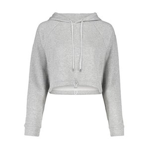 Jersey corto de algodón 100% de alta calidad para mujer, Sudadera con capucha, cuello redondo, manga larga, sudadera transpirable informal de otoño con Forro corto - Product Image 6