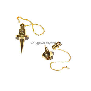 Péndulos de latón de cono largo estilo Feng Shui, piedras preciosas de ágata, decoración del hogar, técnica de grabado tallada a mano, estilo de amor - Product Image 1