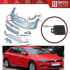 BSP1030 Front Bumper Grille Tow Hook Eye Protection Cover 2G0807241, 2G0807241A, 2G0807241GRU, 2G0807241AGRU for - Product Image 6
