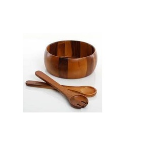 Ensemble de saladier en bois naturel, logo personnalisé, cuillère à salade en bois, fourchette, ensemble de bols en coquille de manga pour produit fait à la main - Product Image 2