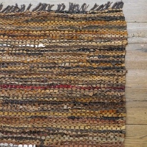 Cheap Leather Scrap Rug Hand Woven Rag Rug Rectangle Custom Size Rug Recycled Multi Color <b>Polybag</b> Striped Reversible Flat Woven - Product Image 4